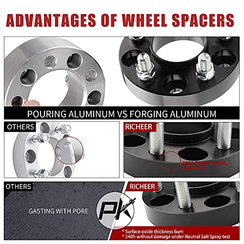Richeer 6X5.5 Wheel Spacer Compatible With Silverado/Suburban/Sierra/Savana 1500 Express Tahoe Yukon Escalade C2500 K1500, 2" Forged 6X139.7Mm Wheel Spacers With 14X1.5 Studs & 108Mm Center Bore #TOP6