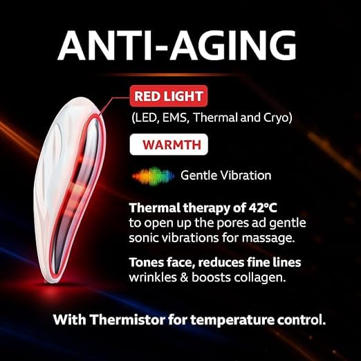 Image of EMS-THERMA-PRO-V2 Face Massager | Hot, Cold & EMS 3 Modes + Sonic Vibration | Red, Blue, Purple LED Light | Microcurrent Gua Sha for Instant Glow & Face Lift Device