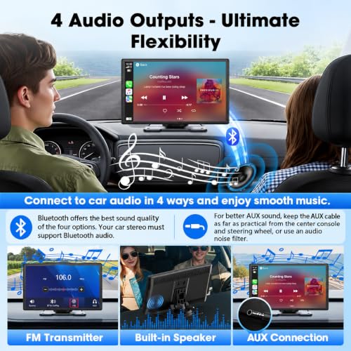 Topexplore 9" Carplay Screen for Car, Upgrade Portable Touchscreen - Image 4