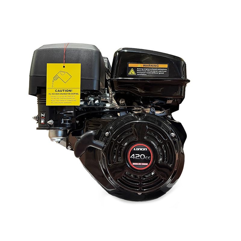 Loncin Moteur 420 CC avec démarrage électrique et à déchirure - 12.3 HP, arbre conique Ø23 mm, essence - Compatible avec tondeuse à gazon, motoculteurs, générateurs et équipements