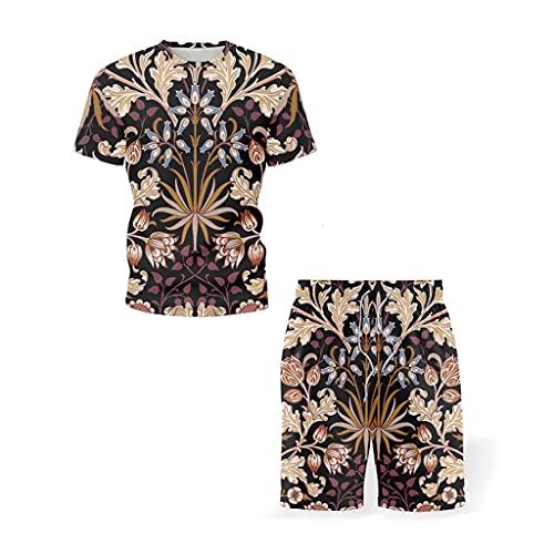 Costume pour hommes YangRy noir XXXXL avec short et chemise imprimé chinois