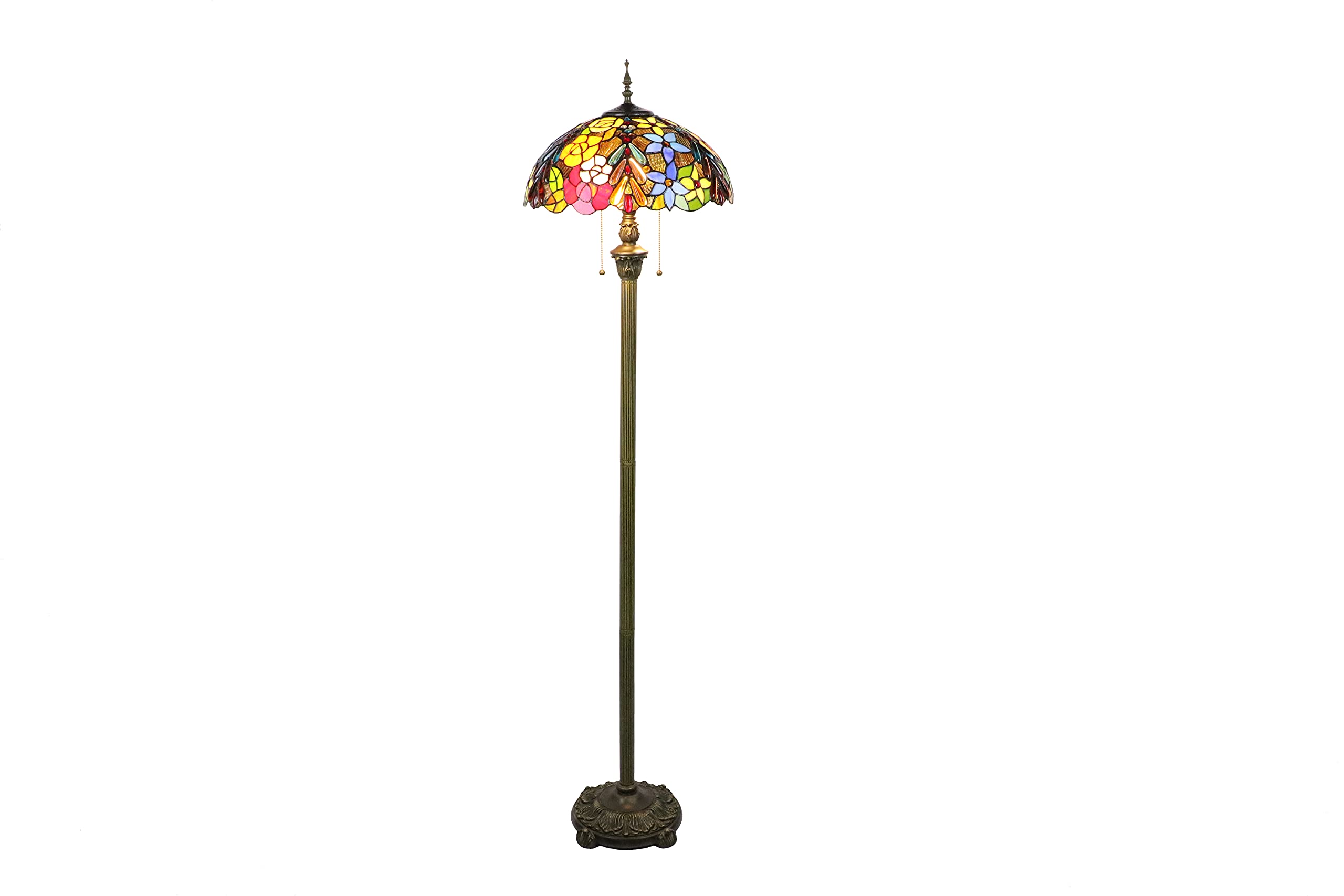 Tiffany Stehlampe Wohnzimmer, E27 Traube Glasperlen Leselampe Modern Blumen Stehlampe Aus Buntglas für Flur [Ohne Glühbirnen]