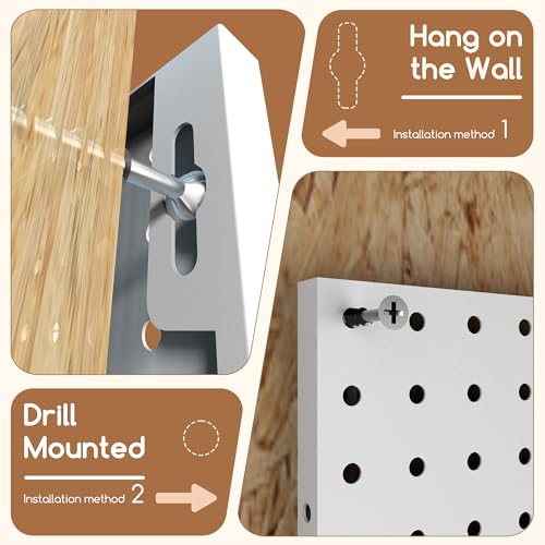 Peg Board, 4 Pack Metal PegBoard Organizer with Accessories, White Pegboard Panels with 50 Pcs Hooks and Baskets, Wall Organizer for office, Craft Room Organization, Garage, Sewing Room - Image 6
