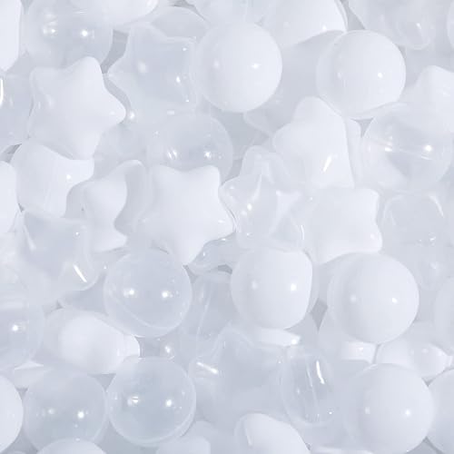 STARBOLO Pelotas para pozo de bolas 100 unidades bolas de plástico a prueba de aplastamiento bolas blancas del océano para fiestas de cumpleaños