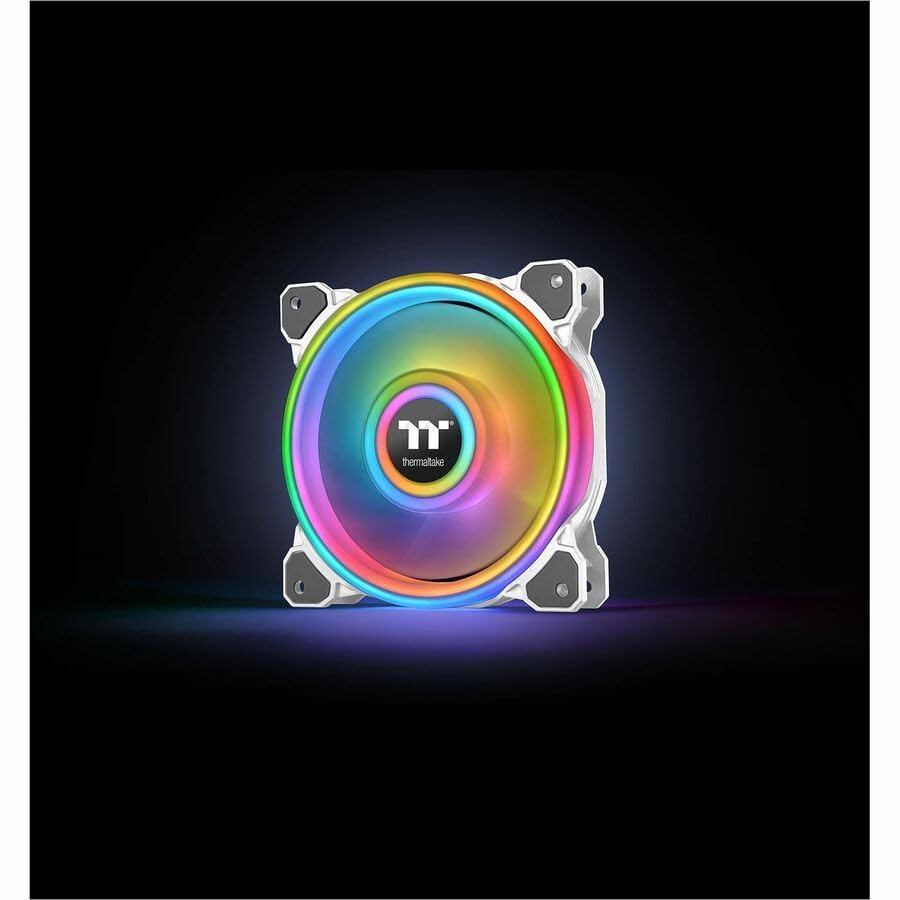 Image of Thermaltake Riing Quad 120mm 16.8 Million RGB Color (Alexa, Razer Chroma) Software Enabled 4 Light Rings 54 Addressable LED 9 Blades Hydraulic Bearing White Case /Radiator Fan, 3 Pack, CL-F100-PL12SW-B