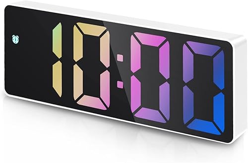 JXTZ Reloj despertador digital, despertador LED para dormitorio, reloj de escritorio con repetición, pantalla de temperatura, brillo ajustable,