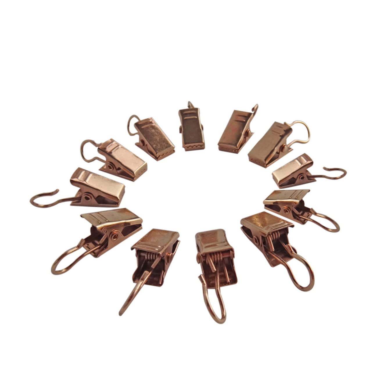 HOODANCOS 60Pcs Golden Drapery Iron Rings with Hooks Skid Clips for Easy Installation for Curtains with Pockets Tabs Curtain Accessories