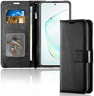 TECHGEAR Galaxy S10 Lite Leather Wallet Case, Flip Protective Case Cover with Wallet Card Holder, Stand and Wrist Strap - Black PU Leather with Magnetic Closure Designed For Samsung Galaxy S10 Lite
