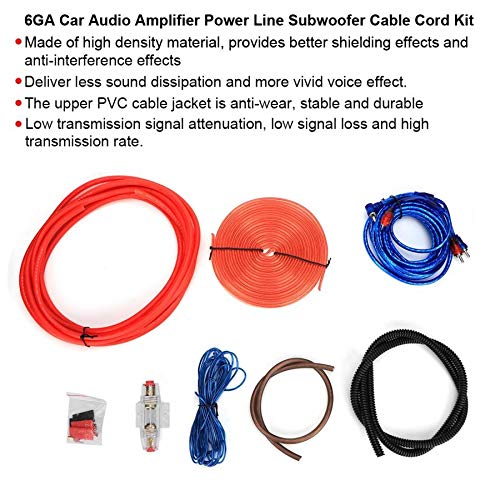 Davitu Cables, Adapters & Sockets - 1 Set 6GA Car Audio Amplifier Power Line Subwoofer Cable Wire Cord Kit Audio System Modified Accessories with Fuse