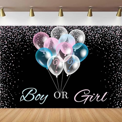 Fondo de fotografía para Fiesta de revelación de género de niño o niña, Globos de Puntos Coloridos, Fondo Negro, póster de decoración para Fiesta de bebé 200x140CM