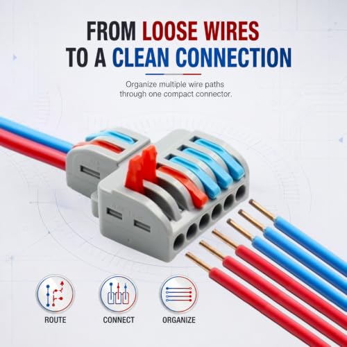 Image of XELYTON Wire Clip Connector, Universal Connection Terminals, Circuit Inline Splices Electric Connectors, Quick Connect & Freely Assemble Electrical Splicing Kit for Compact (2 in 6 Out, 5)