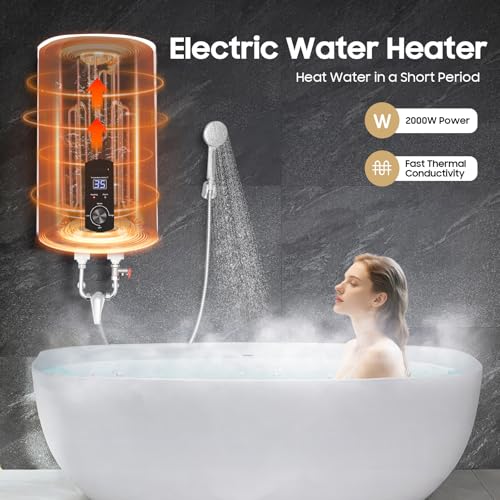 Caldaia Scaldacqua 30L/50L/60L, Montaggio A Parete, Scaldabagno Elettrico, Riscaldamento Ad Acqua Calda 2000 W, Temperatura Regolabile 25-75 °C, Con Indicatore Di Temperatura Led (30 L) - 2