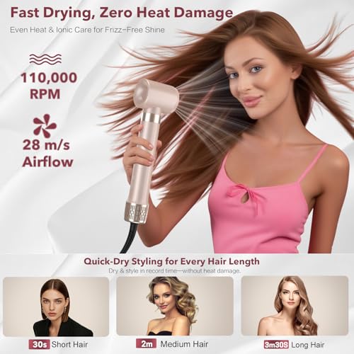 Image of Mythsight StyleVibe 8-in-1 Air Styler, Diffuser Hair Dryer & Blow Dryer Brush with Travel Bag - Auto Wrap Curls(L /R), Fast Drying, Thermal Brush for Smooth Blowouts & Frizz-Free Volume, No Heat Damage