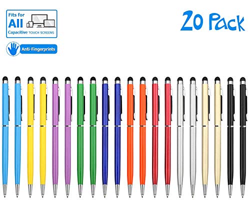 anngrowy 20pcs Stylus Pen Stylus Pens for Touch Screens 2 in 1 Stylus