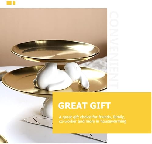 Miniatura 9 de Operitacx Conejito Cupcake Stand Conejo Cerámica Postre Plato Cerámica Pastel Platos Postre Servidor de Alimentos Bandeja de Joyas Snack Plato de