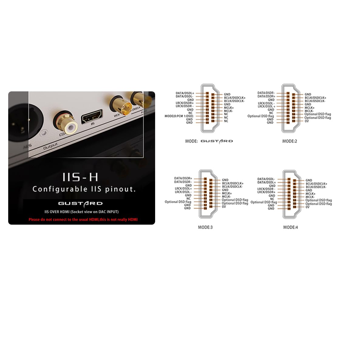GUSTARD U18 Interfaccia Digitale DSD512 PCM768K XU216 Isolamento da Terra AS338 Hi-END USB Convertitore (Nero)