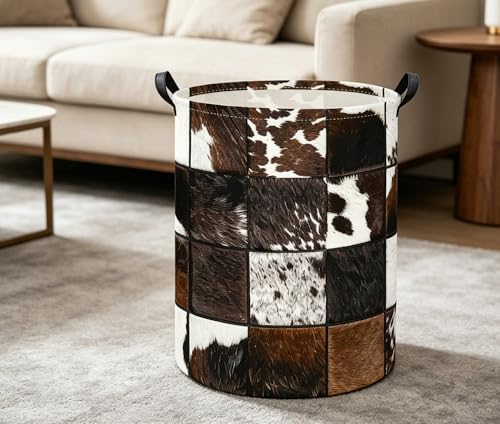 Image of Baby Laundry Basket Kids Hamper Toy Storage Bin for Boys Room Decor Baby Nursery Hamper Gift Baskets for Bedroom Bathroom(Cows Print)