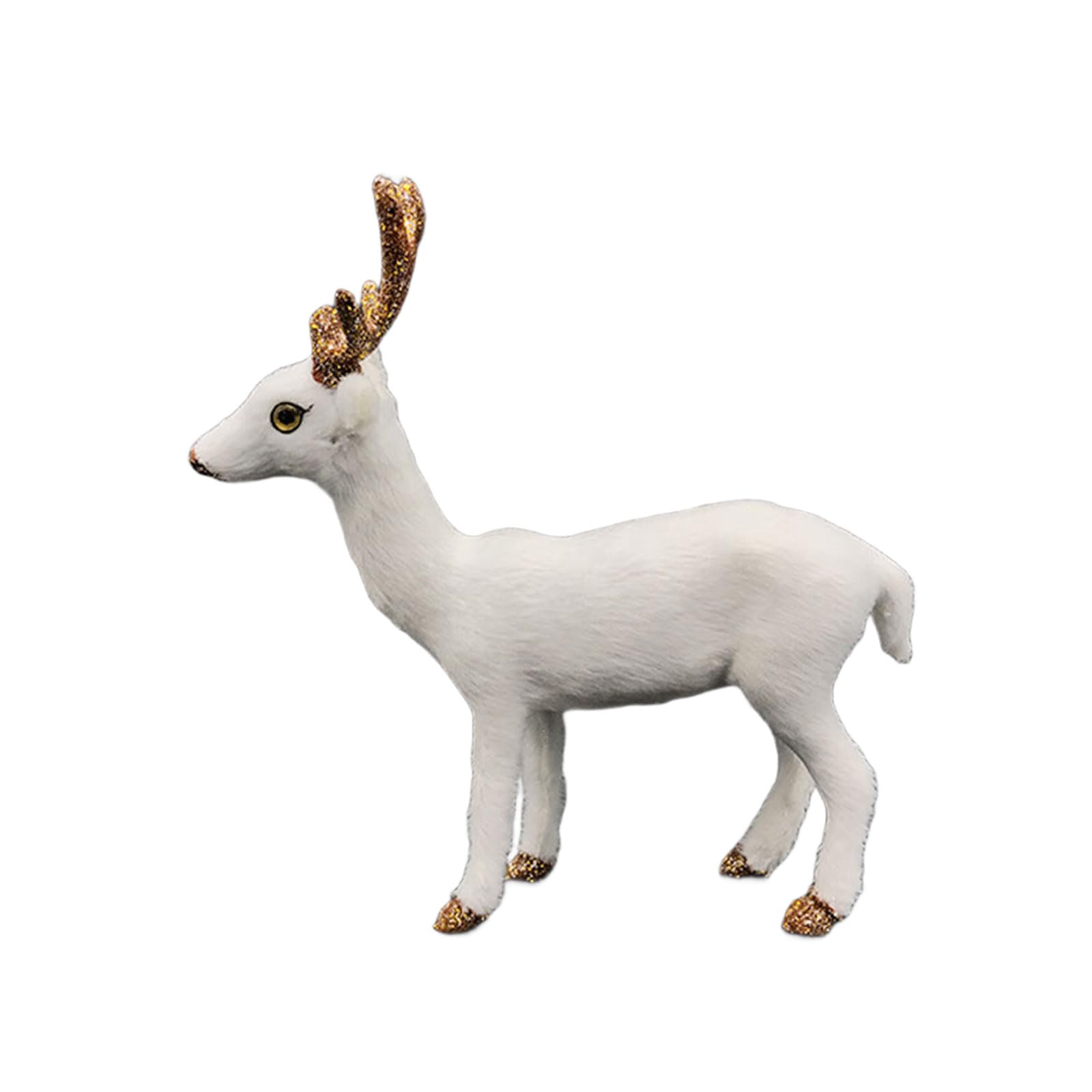 Lerpwige Christmas Deer Figurines Deer Animal Model Realistic Reindeer Figurines With Glittered Antlered And Feet Centerpieces Tabletop Ornament