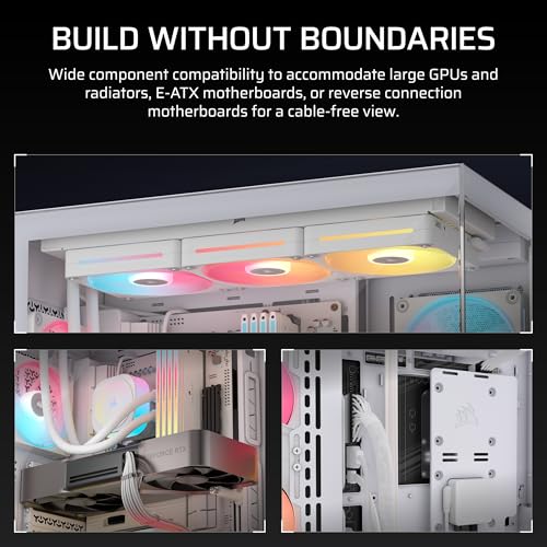 CORSAIR 3500X LX RGB Link Panoramic Mid-Tower PC Case – 3X Pre-Installed Fans, High Airflow, Spacious Interior, GPU Anti-Sag, Reverse Connection Motherboard Compatible – White - image 4