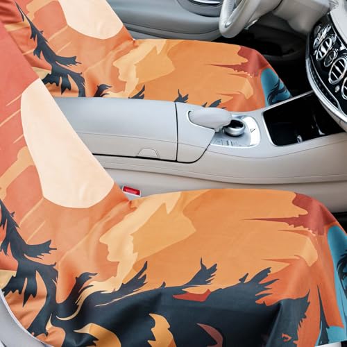 Image of Hahafelt 1 Pack Car Seat Towel Cover with Storage Bag, Sunset Style | 63 x 32 in Car Towel Seat Cover Non Slip Waterproof, Gym Workout Swimming Running, Machine Washable Sweat Absorbent Protector