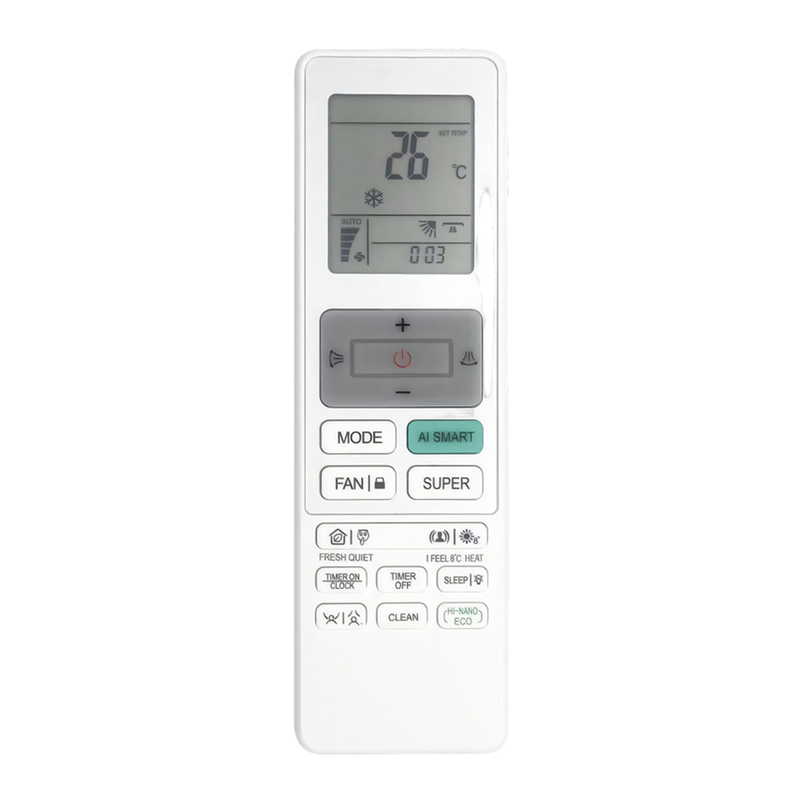fexxkg Remote Control for RTY2-2 Series Air Conditioners With LCD Display and ABS Housing