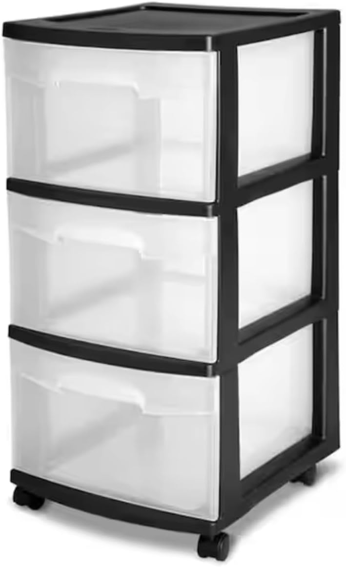 3-Drawer Storage Cart with Black Frame (2-Pack) PS26750