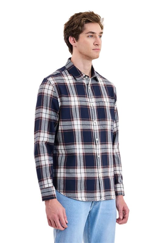 Image of SNITCH Men Casual Shirt | Regular Fit Full Sleeve Spread Collar Plaid Checks Style | 100% Cotton Twill & Breathable Fabric, Social Outings & Office