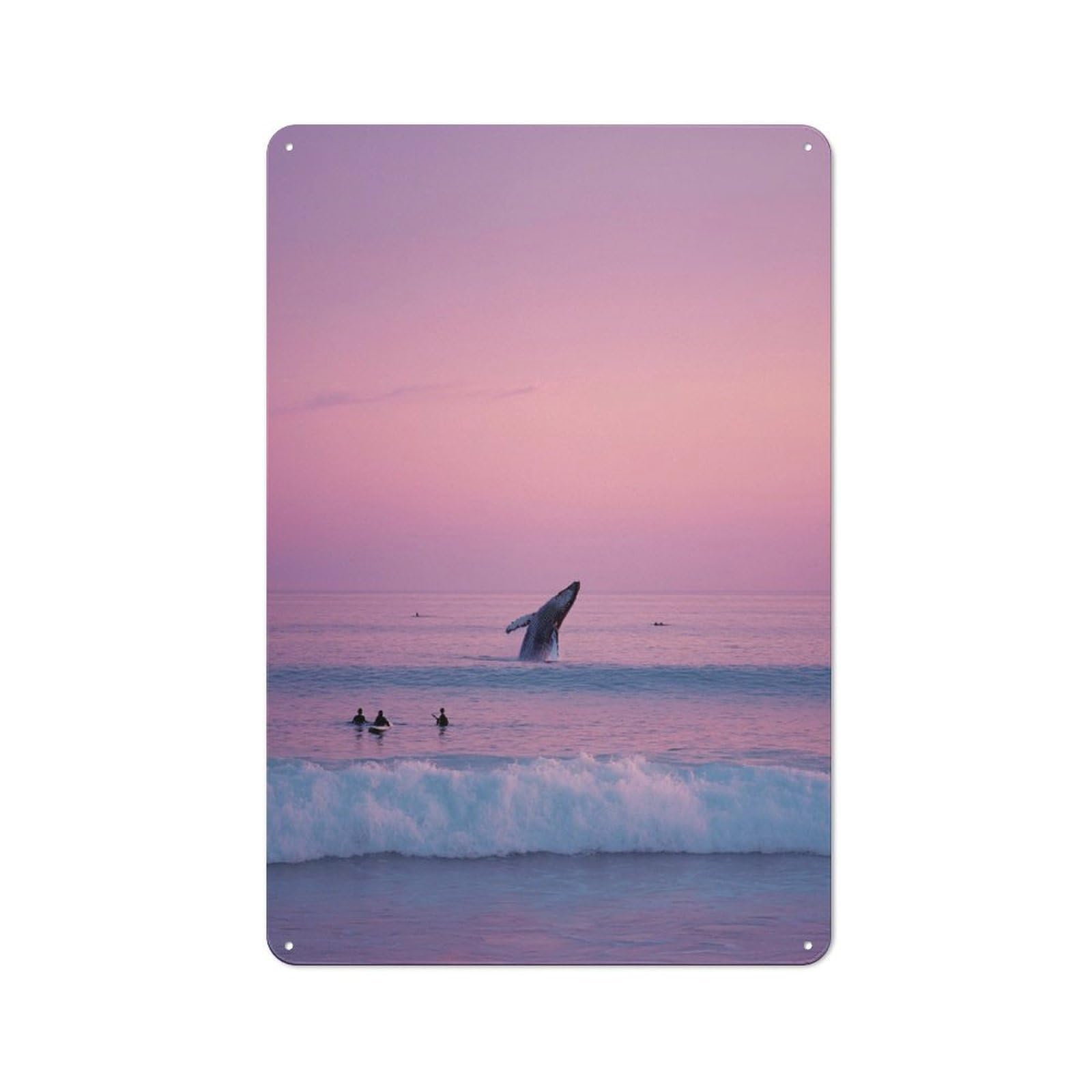 Whale Watching at Sunset Cottage Metal Wall Decor 30x20cm, Shed Metal Sign for Conservatory, Home Bar Or Utility Room