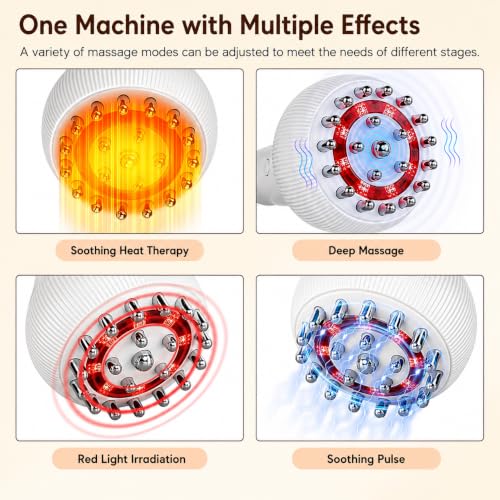 Image of Lymphatic Drainage Massager & Anti-Cellulite Tool for Legs Arms Belly Sculpting Machine with Microcurrent Light Heat Vibration Reduces Stretch Marks Rechargeable White