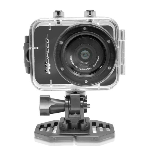 Image of Hi Speed Sports Action Camera - HD 1080P Mini Camcorder w / 12 MP Cam, 2.4 inch Touch Screen USB SD Card HDMI, Battery - Waterproof Case, USB cable, Wireless Remote Control, Mount - Pyle PSCHD60BK (Black)