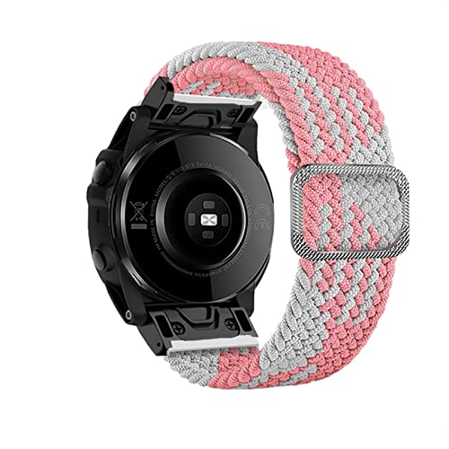 Bracelet montre nylon 22mm rose blanc pour montre connectée Garmin Fenix 7
