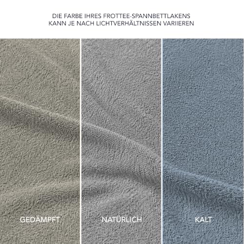 Dreamzie Spannbettlaken 90x200 Grau - Frottee 80% Baumwolle, Oeko-Tex – Ansicht 6