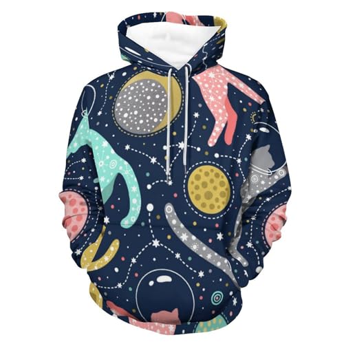 Sweats à capuche manche longue hoody sweatshirt chat de l'espace pull taille S