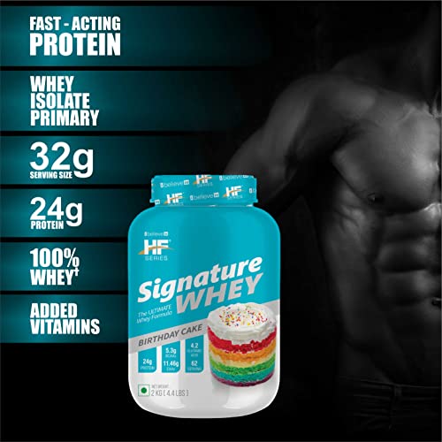 Image of HF Series Signature Whey Protein Powder|62 servings|Build Lean and Bigger Muscle |2Kg|Flavour-Birthday Cake