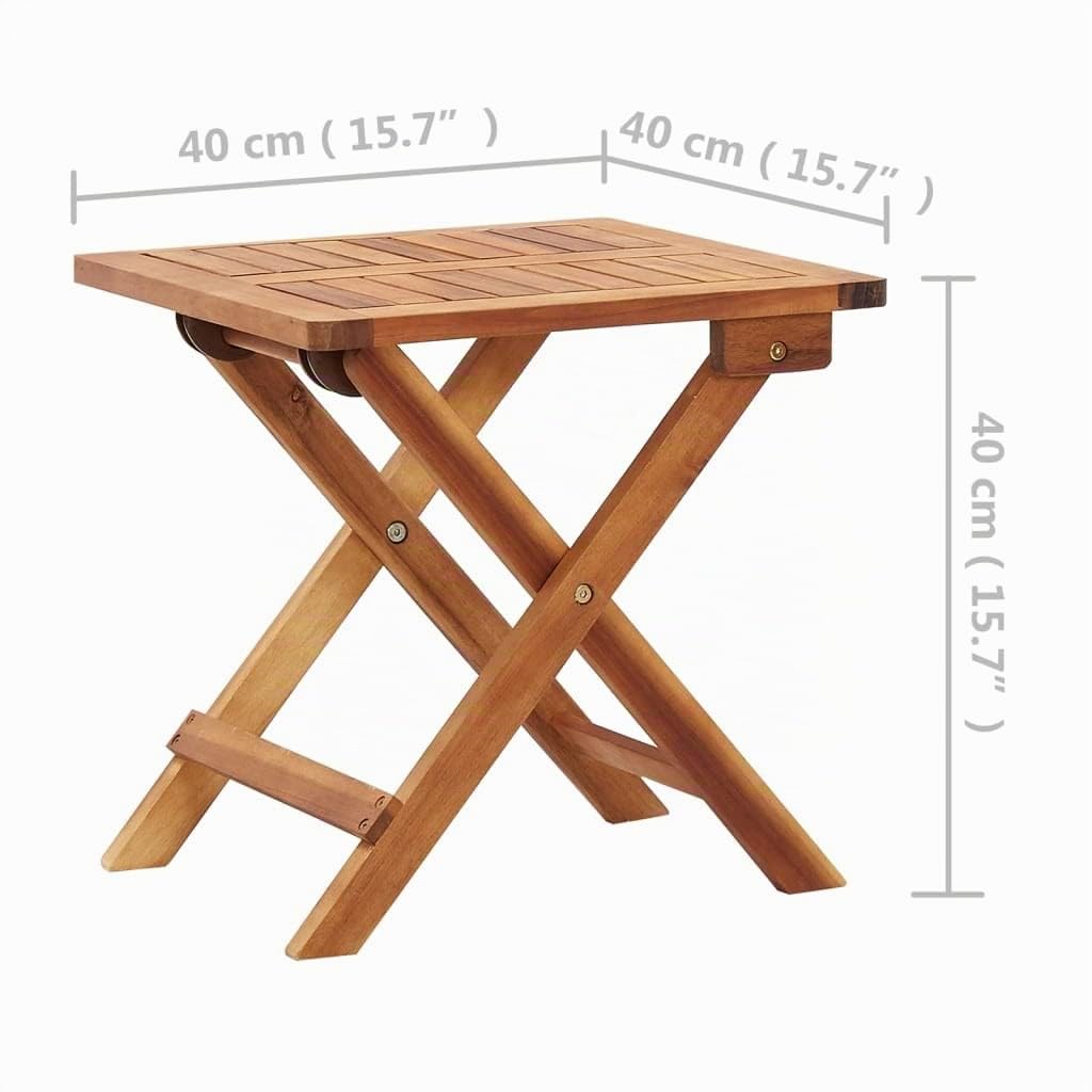 vidaXL Tavolo da Giardino Pieghevole Tavolino da Esterni Tavola Arredo da Giardino Arredamento da Esterni 40x40x40 cm Legno Massello d'Acacia