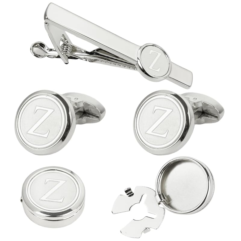 Cufflinks necktie Clip for men Initial cufflinks tie clips and shirts button covers Set Gold or silver