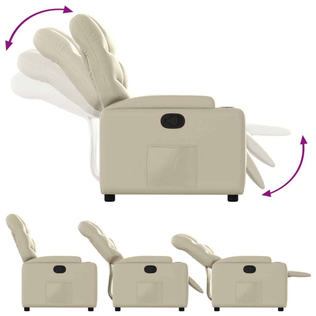 Relaxsessel mit Liegefunktion Kunstleder Creme Polstersessel