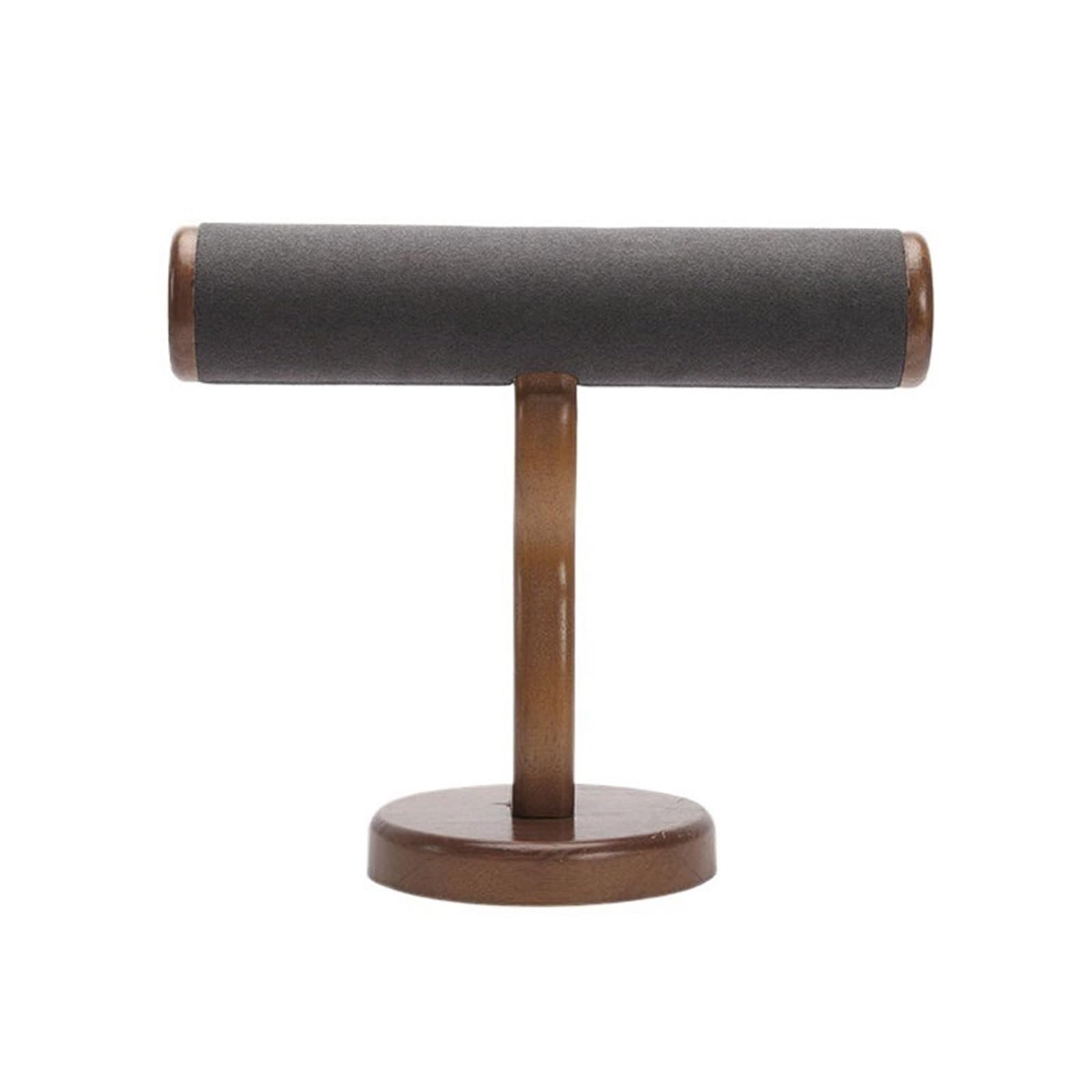 WANGHAI-666 Jewelry Rack T-Bar Bracelet Stand Wooden Base Microfiber Top Vanity Jewelry Holder