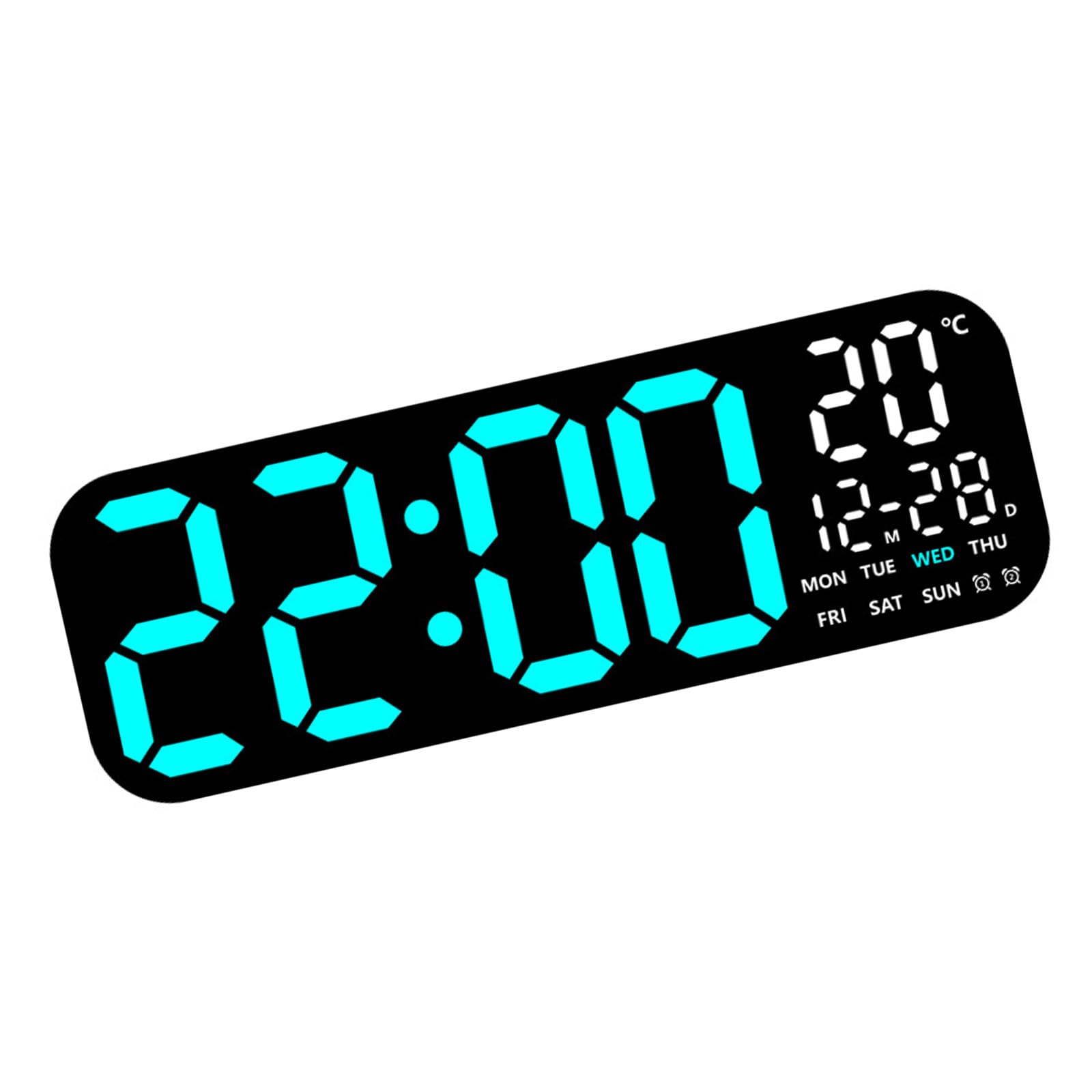 Horloge murale LED grande taille avec date et température