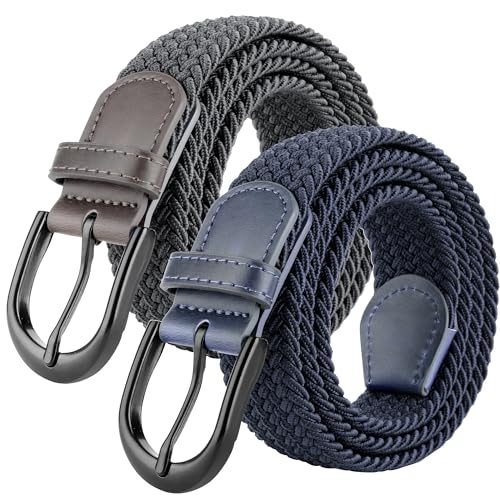 Image of Mile High Life | Braided Stretch Elastic Belts | Pin Oval Solid Black Belt Buckle | PU Loop End Tip Men /Women /Junior Belt