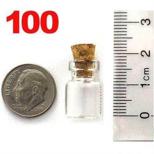 100Pcs 16x35mm Tiny Mini Empty Clear Cork Glass Bottles Vials 2ml by Dengzhu