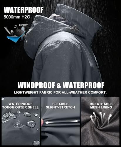 Image of Little Donkey Andy Mens Waterproof Rain Jacket Lightweight Windbreaker Hooded Jacket Packable Raincoat for Outdoor Hiking