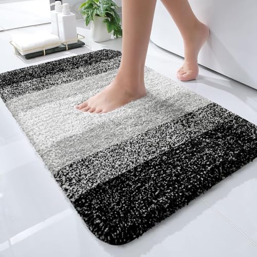 Image of OLANLY Bathroom Rugs Mat 30x18, Extra Soft Absorbent Microfiber Bath Rugs, Rubber Backing, Quick Dry, Machine Washable Bath Mats for Bathroom Floor, Tub and Shower, Home Decor Accessories, Black