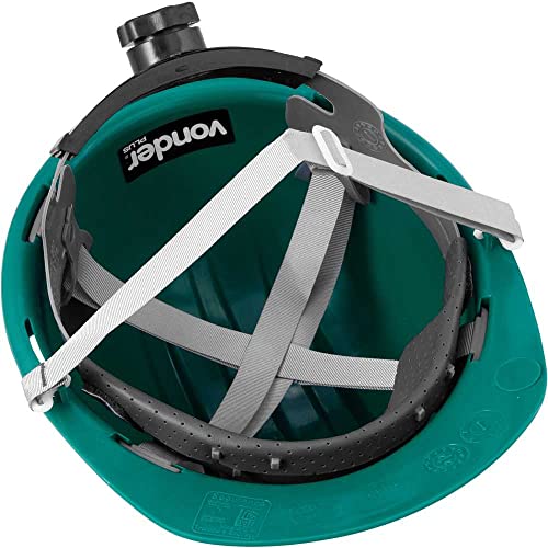 Vonder Plus, Capacete Aba Frontal, Verde, Com Jugular E Suspensão Com Catraca.