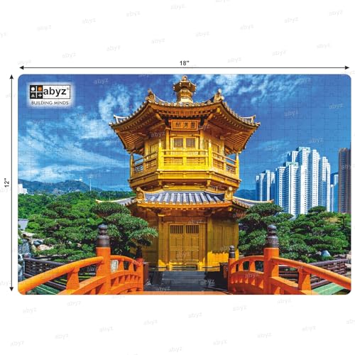 Image of ABYZ Wooden Jigsaw Puzzle - The Chi Lin Nunnery, Hong Kong Playset for Fun Educational & Little Explorers, 500-Pieces Multicolor | Birthday Gift for (7 Plus Years) Age Kids.
