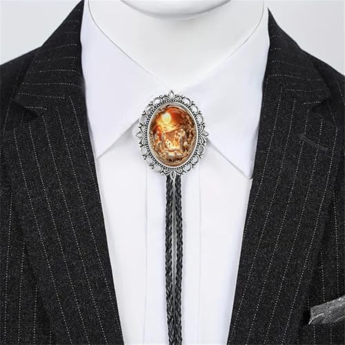Image of Jeilwiy Bolo Tie for Men Western Cowboy Gothic Bolo Tie Necklace Halloween