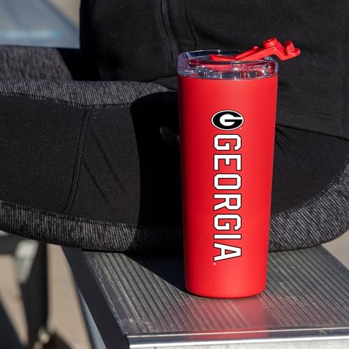 Image of Rico Industries NCAA Georgia Bulldogs Red 24oz Stainless Steel Tumbler with Lid and Dual Functioning Lid