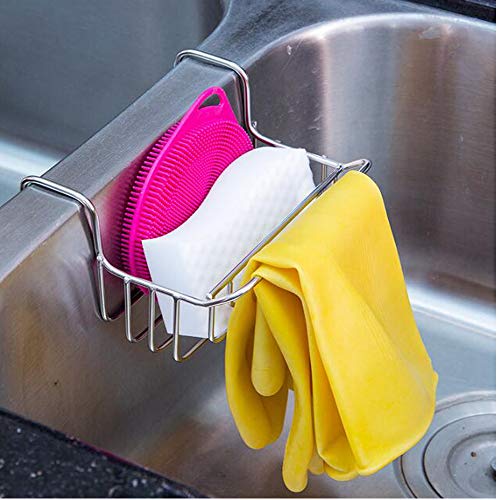 TuuTyss Stainless Steel Large Capacity Hanging Sink Caddy Organizer Sponge Holder Rack for Kitchen