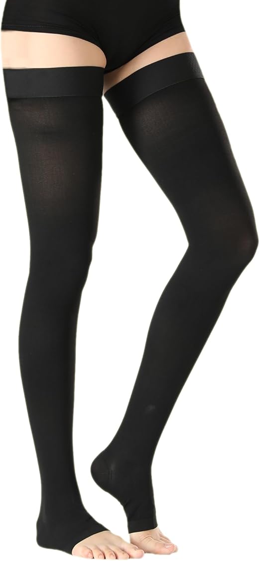 Open Toe Thigh High Medical Compression Stockings for Women & Men 20-30 mmHg Firm Graduated Support Hose Socks for DVT,Varicose Veins,Relief Shin Splints,Edema,Swelling