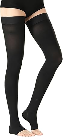Open Toe Thigh High Medical Compression Stockings for Women & Men 20-30 mmHg Firm Graduated Support Hose Socks for DVT,Varicose Veins,Relief Shin Splints,Edema,Swelling